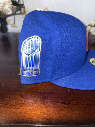 Gorra de béisbol ajustada MLB de los Chicago Cubs New Era 59FIFTY Serie Mundial 2016 talla 8 - Imagen 2 de 6