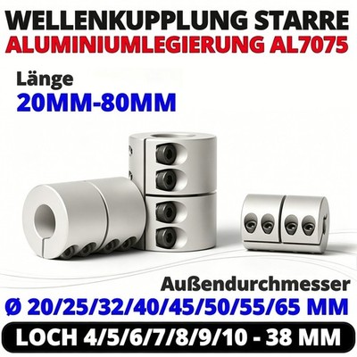 4-38 mm Wellenkupplung Starre Klemmbackenkupplung Motorwelle Gelenkverbinder CNC
