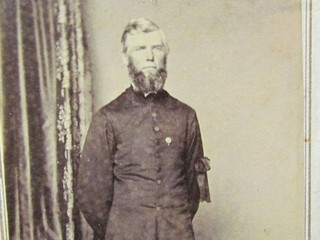 Civil War Chaplain George Crawford 31st Maine Inf. & mourning ribbon signed cdv
