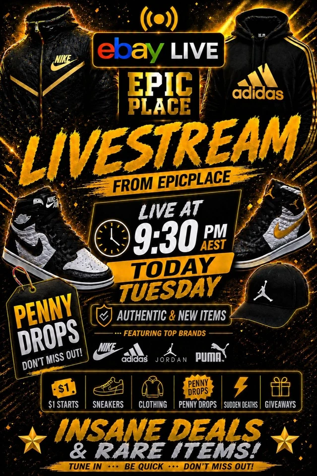 🔥EpicPlace - LIVESTREAM | PENNY DROPS | Sneakers and Clothing | $1 Starts✅