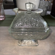 VINTAGE PEDESTAL SQUARE JEANNETTE CANDY DISH ...