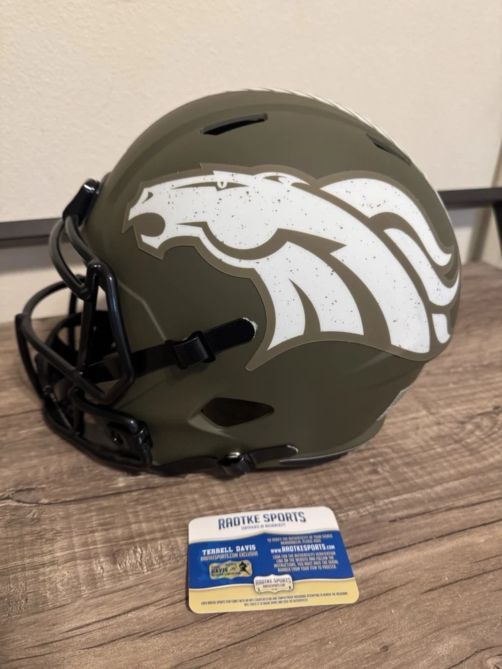 Casco réplica de velocidad firmado/autografiado por Terrell Davis STS con HOF Radtke Denver Foto 3 de 4