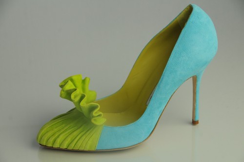 Nuevo De Manolo Blahnik arleti Lima Verde Turquesa Gamuza Bombas Zapatos  38.5 41 10.5 8 | eBay
