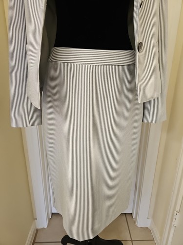 Vintage Jones New York SUIT White/Gray Striped Skirt Blazer 2 Piece Suit Sz 6 - Picture 6 of 8