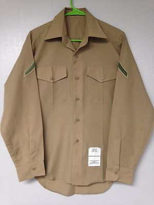 US MARINE CORPS LONG SLEEVE MAN'S KHAKI DRESS SHIRT USMC ALPHA
