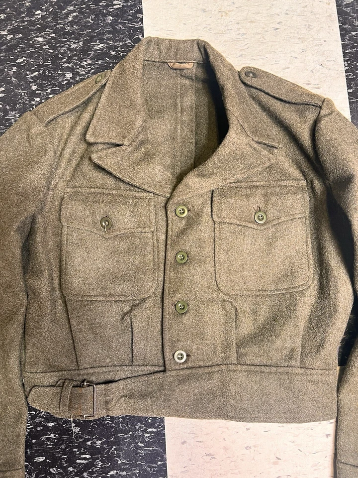 Jaqueta Militar Vintage Pequena Vestimenta Battle n 12 Curta Verde Lã Exército b - Imagem 4 de 4