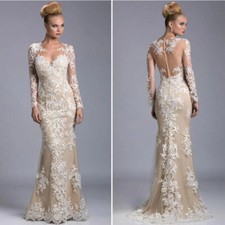Long Sleeves Mermaid Mother Of The Bride Dress Appliques Formal Evening Gowns