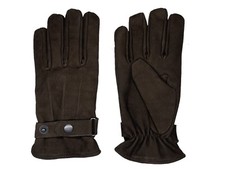 Men's Dark Brown Nubuc Suede leather winter gloves w/ fleece lining S- 3XL