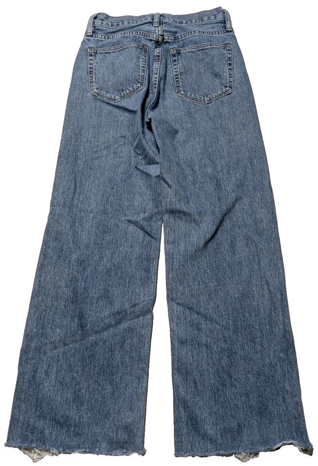 Pantalones de mezclilla azules con dobladillo crudo de algodón para mujer SIMON MILLER hechos en EE. UU. Foto 2 de 4