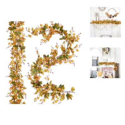2 Pack Fall Maple Leaf Garland Clearance - 6.5ft/Piece Artificial Fall Foliag...