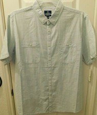 George Men's Short Sleeve Button Front Shirt Size 3XL 54-56 Texture Woven Green