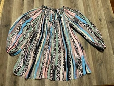 Melissa Paige Shirt, Womens Small, Multicolor, Animal Print, Striped, V-neck