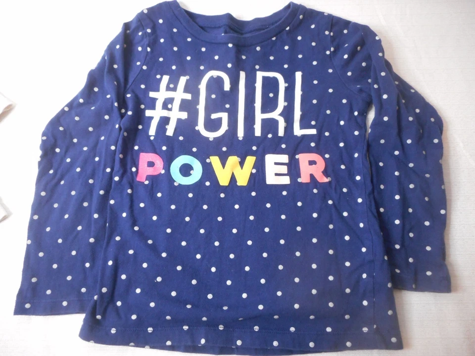 2pcs Carters Gap Tops Girls 6 Blue #Girl Power Polka Dots Gray Dance Long Sleeve - Image 4 of 4