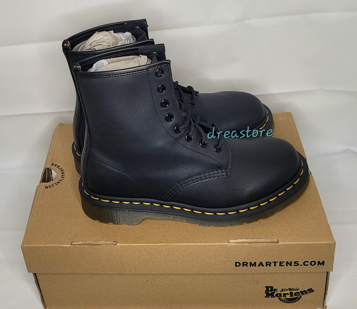 New AirWair 1460 Greasy Leather LaceUp Black CombatBoots men 10, women size 11 Amazon.com | Dr. Martens Unisex 1460 Smooth Leather 8 Eye  main image 2
