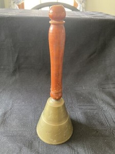 Vintage Brass Bell with Wood Handle Made In India