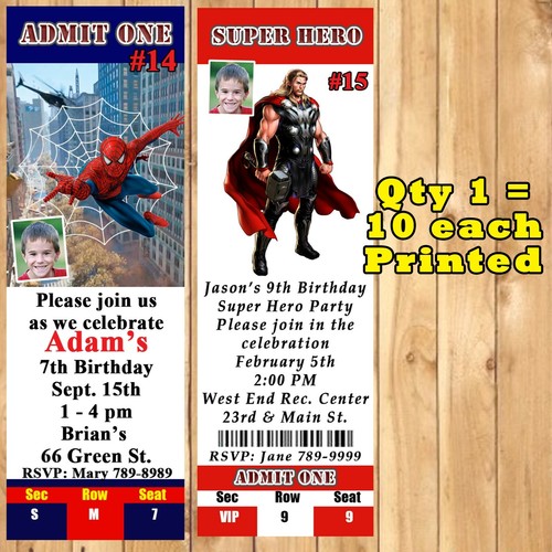Superhero Invitations 10 each with Env or 10 each Thank You Cards Personalized - Picture 5 of 11
