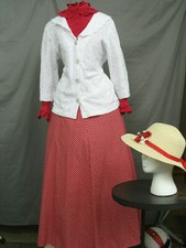 Victorian Dress Womens Edwardian Costume Civil War Reenactment w Hat