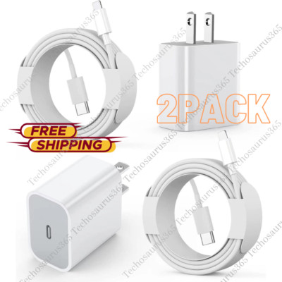 For iPhone 14 13 12 11 XS XR PD Fast Charger Cord 20W USB-C Power Adapter Block