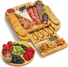 Cheese Board Set - Premium Bamboo Cheese Board - Elegant Cheese Plate