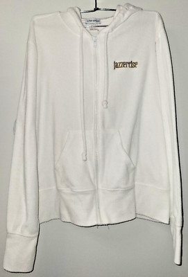 Vintage Jazzercise Urban Athlete White Terry Cloth Coat Hoodie Jacket L
