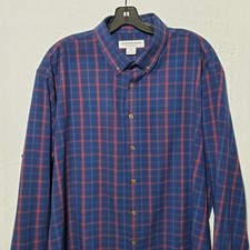 Mizzen  Main Button Up Long Sleeve Shirt Mens XL Classic Fit Checkered Blue Red