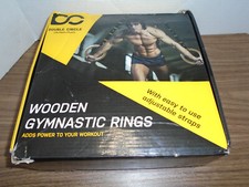 Double Circle Wood Gymnastic Rings 1.25 Inch with Quick Adjust Numbered Straps