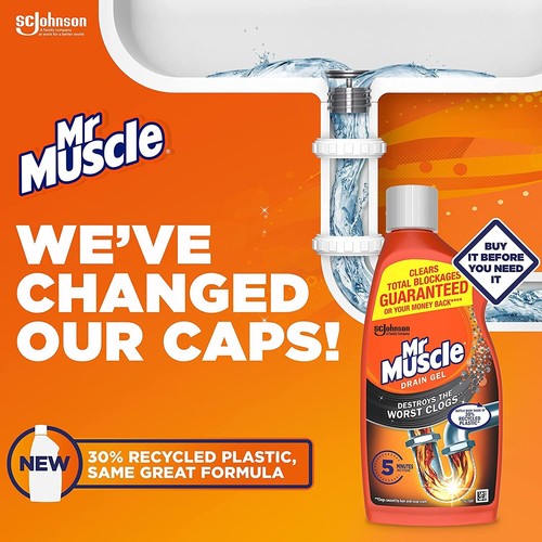 Mr Muscle Drain Unblocker Sink Drain pipes Cleaner Heavy Duty Drain Gel Unblock - Picture 4 of 90