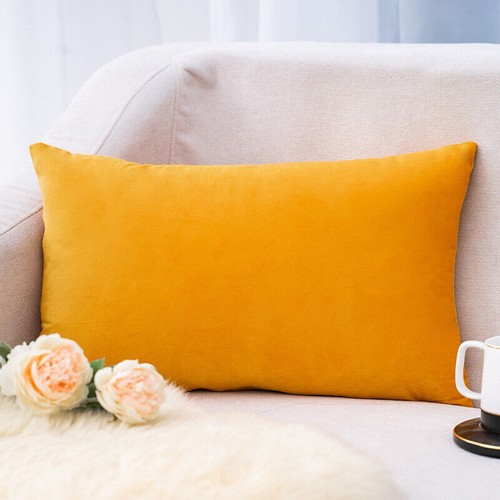 Plain Colourful Velvet Soft Cushion Cover Throw Pillow Case Waist Home Decor - Picture 9 of 42