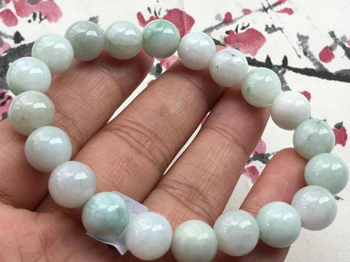 2pcs Certified natural A grade jade jadeite 9mm Round elastic jade
