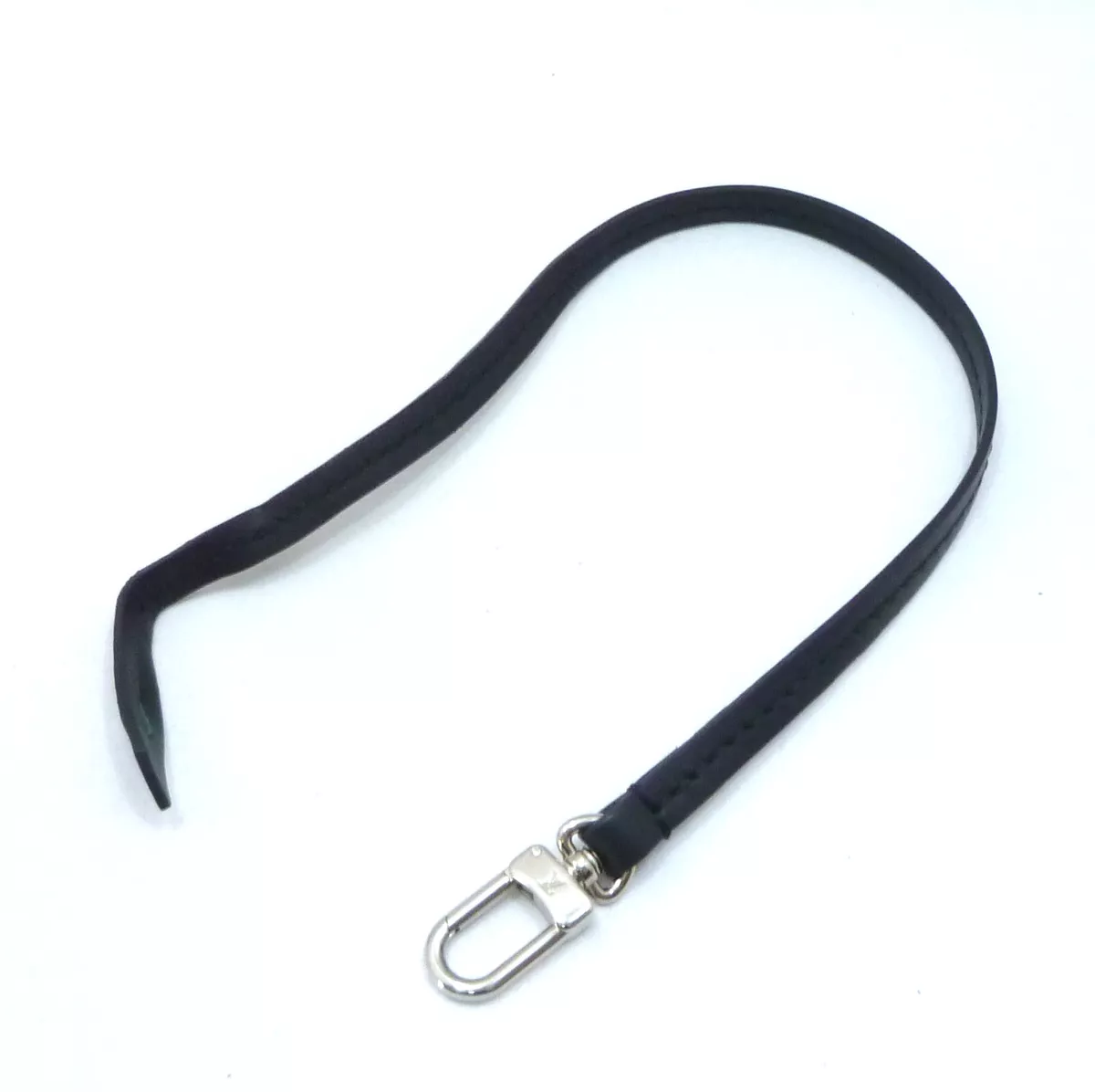 Authentic LOUIS VUITTON Short Strap For Pouch Black Leather