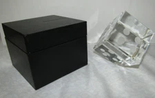 VINTAGE LARGE GLASS CRYSTAL DICE PAPERWEIGHT BY LS ARTS #DC-28 w/ BOX