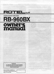 Rotel RB-960BX Amplifier Owners Manual | eBay