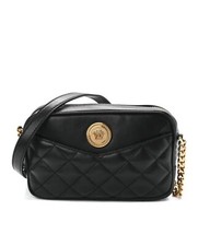 $1000 VERSACE Nappa Quilted Medusa Evening Bag Black Gold Crossbody Italy Small