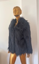 Feraud Black Fake Fur Coat, Winter Not Real Fur Coat , Fur Jacket Uk 14, Eu 42