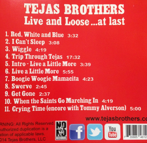 Live and Loose At Last by Tejas Brothers (CD, 2014) New - Foto 4 di 4