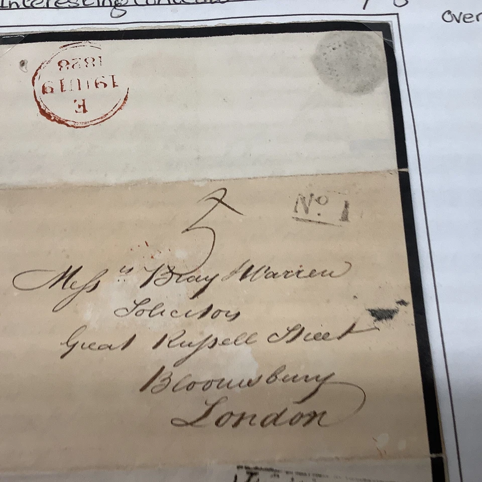 1828 boxed 2 line Waltham Cross  Penny Post in black on Crossride letter - Image 3 of 4