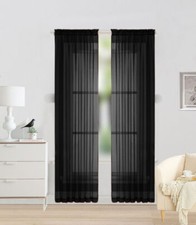 NEW VERSATIL SET ROD POCKET SOLID WINDOW CURTAIN TREATMENT VOILE SHEER PANELS