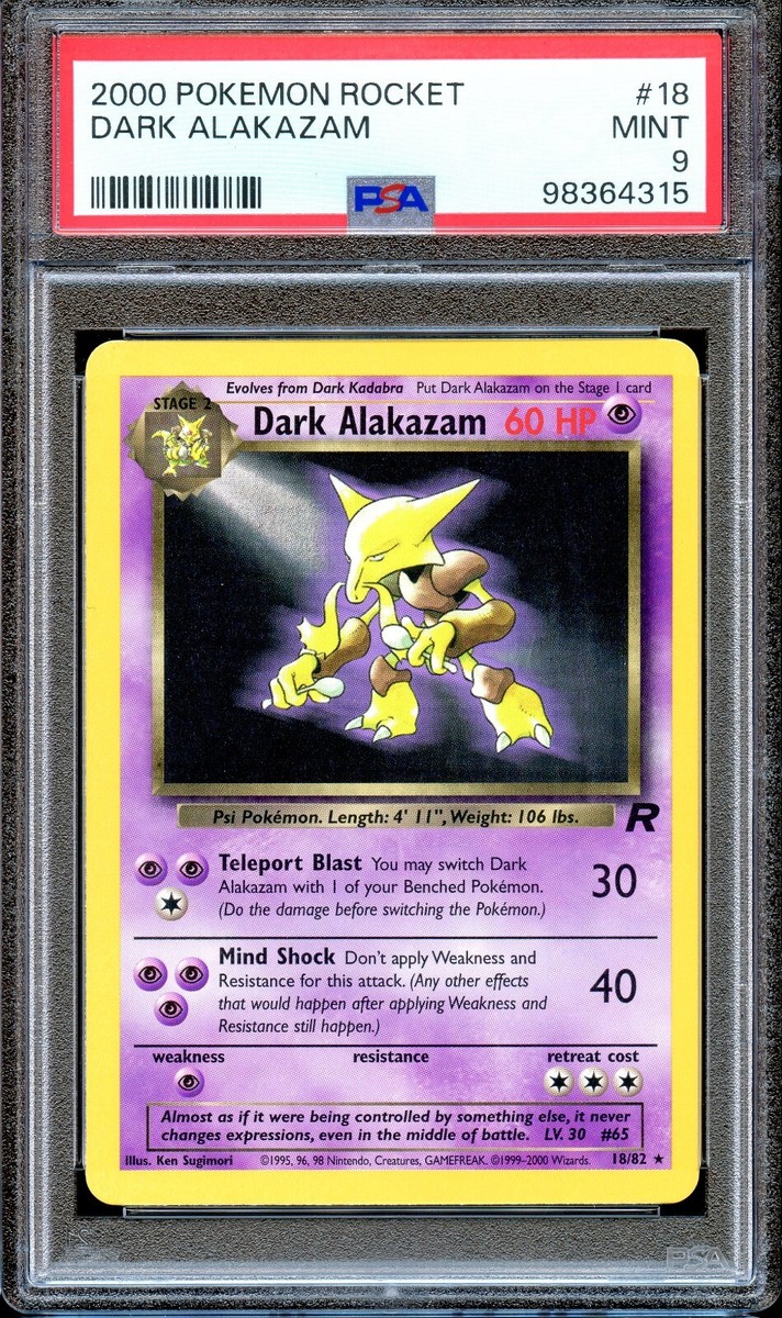 PSA 9 Dark Alakazam Team Rocket 18/82 Unlimited Pokemon Card Non