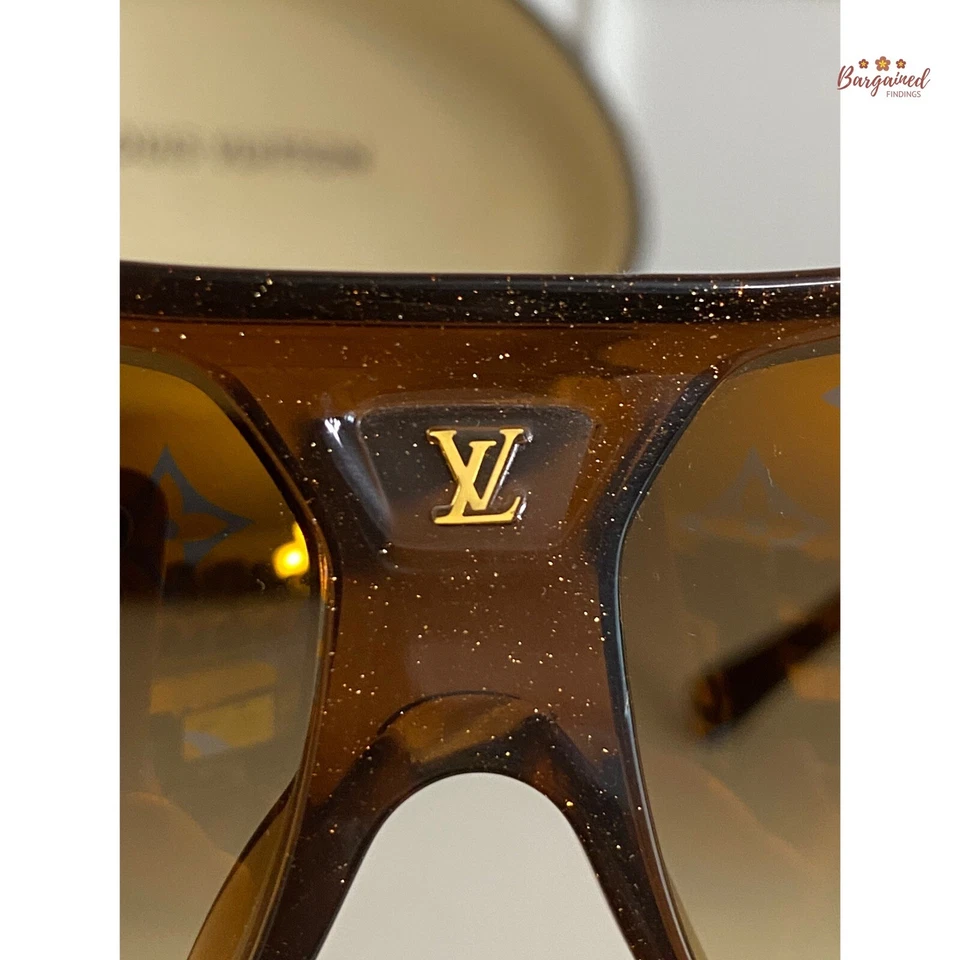 Auténticas gafas de sol LOUIS VUITTON marrón brillo acetato ilusión monograma Z0162W Foto 2 de 4