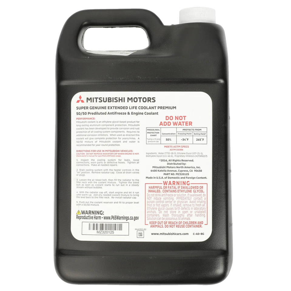 Оригинальная суперохлаждающая антифризная жидкость Mitsubishi с длительным сроком службы MZ320125 от оригинального производителя - Изображение 2 из 4