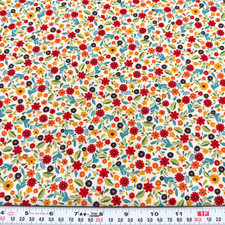 Florals on Cream Unbranded Cotton Fabric by the HALF YARD