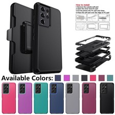 For Samsung Galaxy S21 Ultra FE S21 Case Heavy Duty 3in1 Layer Cover Clip Belt
