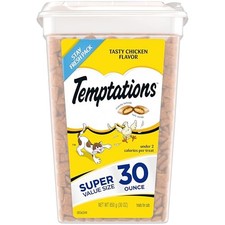 Temptations Classic Crunchy and Soft Cat Treats Tasty Chicken Flavor, 30 oz Tub