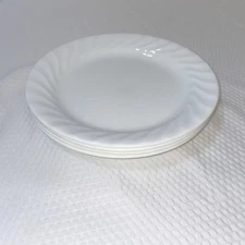 Corelle Enhancements White Swirl Salad/dessert Plates. Set of 4.