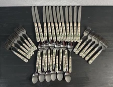 VGT Country Christmas Silverware Taiwan Stainless Flatware 12 Place Cottagecore