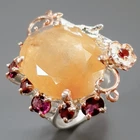 GEM 24 ct+ Natural Rutilated Quartz Ring 925 Sterling Silver Size 8.5 /R457564