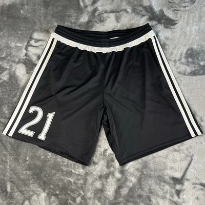 Adidas Shorts Men’s Medium Black Football Climalite Striped Athletic Shorts - Image 1 of 4