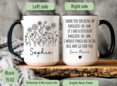 Dear NAME Thank You For Being My Daughter In Law Mug Personalized Daughter In La