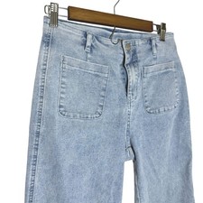 Unbranded Light Wash High Rise Wide Leg Patch Pocket Jeans Size S LC7874537-P804