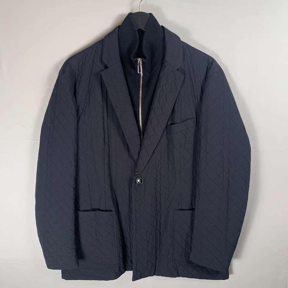 Chaqueta acolchada para exteriores Emporio Armani para hombre 52 azul forro extraíble cuello con cremallera Foto 2 de 4